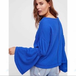 We The Free blue dahlia thermal top